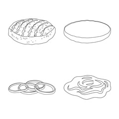 Vector illustration of burger and sandwich sign. Collection of burger and slice vector icon for stock.