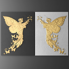 Fototapety  3D wall art, gold leaf abstract painting