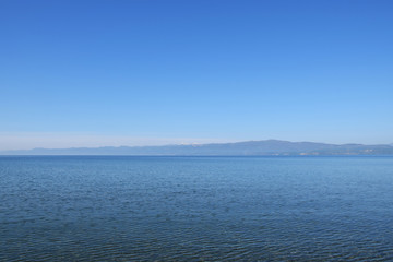 Ohrid lake view with mountain background, Macedonia.