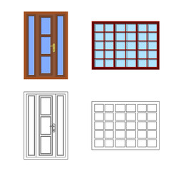 Vector design of door and front icon. Collection of door and wooden vector icon for stock.