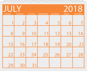 Calendar July 2018