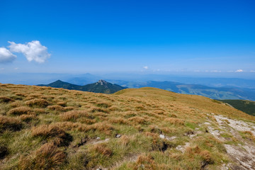 rocky mountain tops with hiking trails in autumn in Slovakian Tatra western Carpathian