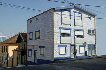 Fototapeta na wymiar colorful houses of costa nova in portugal