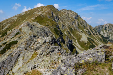 rocky mountain tops with hiking trails in autumn in Slovakian Tatra western Carpathian