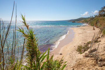 Fototapeta na wymiar landscape of idyllic wild Beach Punta Paloma in Cadiz