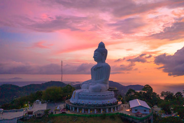 Phuket Big Buddha is one of the island most important and revered landmarks on the island..Phuket big Buddha is on the top of high mountain can see around the Phuket island © Narong Niemhom