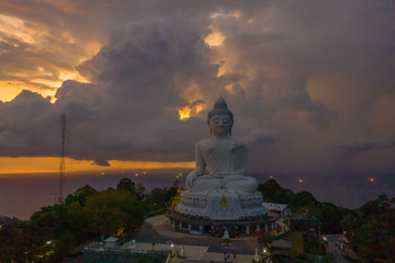 Phuket Big Buddha is one of the island most important and revered landmarks on the island..Phuket big Buddha is on the top of high mountain can see around the Phuket island © Narong Niemhom