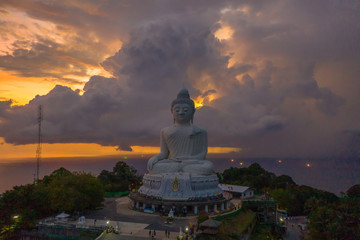 Fototapeta premium Phuket Big Buddha is one of the island most important and revered landmarks on the island..Phuket big Buddha is on the top of high mountain can see around the Phuket island