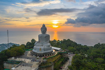 Phuket Big Buddha is one of the island most important and revered landmarks on the island..Phuket big Buddha is on the top of high mountain can see around the Phuket island © Narong Niemhom