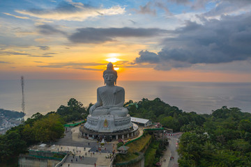 Phuket Big Buddha is one of the island most important and revered landmarks on the island..Phuket big Buddha is on the top of high mountain can see around the Phuket island © Narong Niemhom