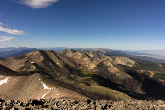 View from Culebra Peak, a Colorado Rocky Mountain "14er".  This mountain is located in the Sangre de Cristo range of the Rockies.