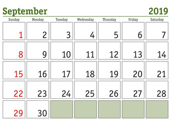 September 2019 english USA