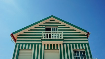 colorful houses of costa nova in portugal