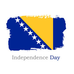 Obraz premium Vector Illustration. Hand draw Bosnia and Herzegovina flag. National Bosnia and Herzegovina banner for design on white background. Independence Day
