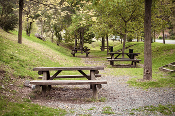 Natural landscape with picnic area in nature