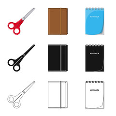 Vector illustration of office and supply logo. Collection of office and school vector icon for stock.