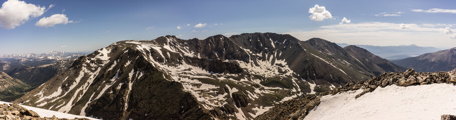 Panorama View of Mt. Massive taken from Mt. Oklahoma.  These Colorado Rocky Mountains are near Leadville, Colorado.  