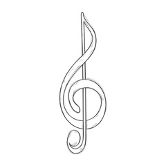 Obraz premium Treble clef or G Clef. Hand drawn sketch
