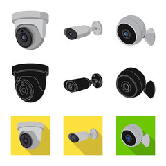 Vector design of cctv and camera icon. Collection of cctv and system stock vector illustration.