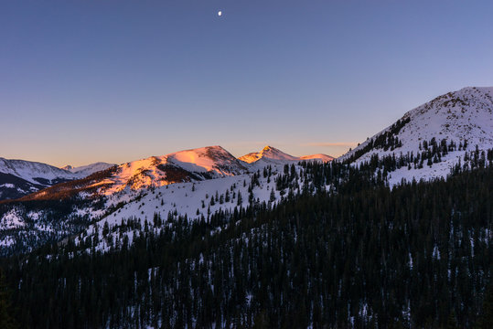 Snow covered Colorado Rocky Mountains in Winter