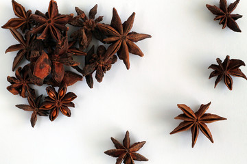 Star anise isolated on white background.