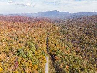 Blue Ridge Parkway in Virginia from Above in the Fall