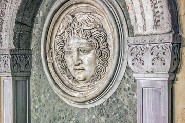 Medusa face statue at Istanbul archaeology museum 