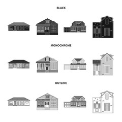 Vector design of building and front logo. Set of building and roof vector icon for stock.