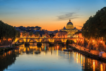 Fototapeta na wymiar Vatican City, Rome, Italy, Beautiful Vibrant Night image
