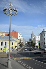 Fototapeta na wymiar View of Malaya Dmitrovka street in Moscow