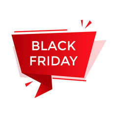 Red banner origami for Black Friday. Vector illustration
