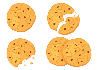 Set of chocolate oatmeal cookies. Vector illustration