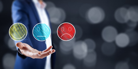 man hand  face emoticon icon in screen