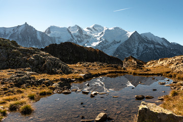 Fototapeta na wymiar Mont Blanc and reflection in lake