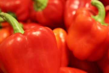 Sweet pepper close-up. Red bell pepper, vegetable background