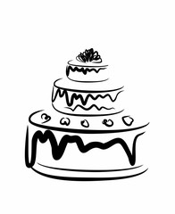 sketch of big delicious cake
