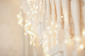 Fototapeta na wymiar New Year decorations for Christmas stars with light