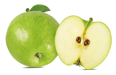 Fresh green apple isolated on white background with clipping path