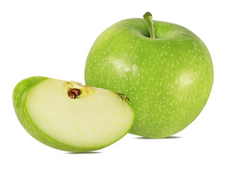 Fresh green apple isolated on white background with clipping path