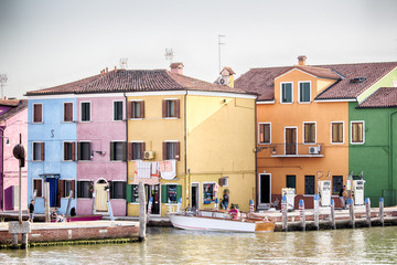 Fototapeta na wymiar Le case colorate di Burano, Venezia