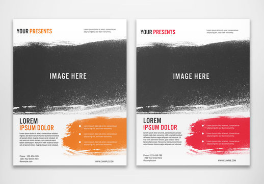 Flyer Layout with Brush Stroke Photo Element