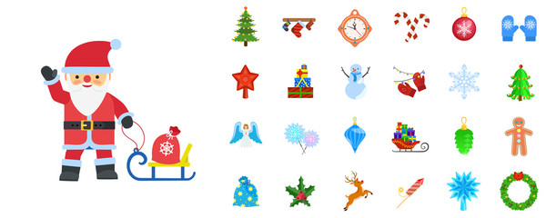 Christmas icon set. Flat set of christmas vector icons isolated on white background