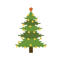 Xmas fir tree icon. Flat illustration of xmas fir tree vector icon for web design