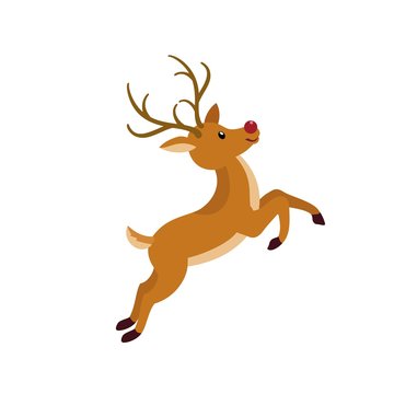Cute xmas deer icon. Flat illustration of cute xmas deer vector icon for web design