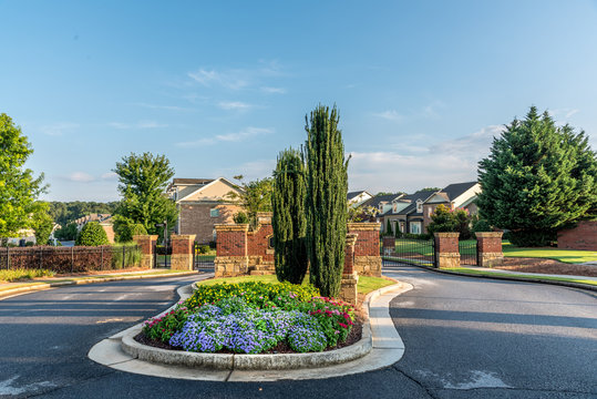 Typical fresh new gated community entrance in United States southern states