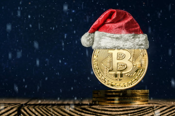 a bitcoin on the christmas backgrounds