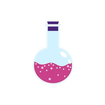 Lab pink flask icon. Flat illustration of lab pink flask vector icon for web design