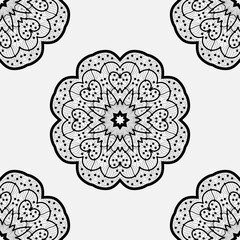 Ethnic zentangle  round element. Design with abstract unusual ethnic pattern. Tribal mandala. Symmetric ornament. Vector