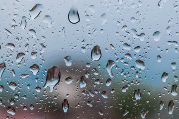 Raindrops on blue background