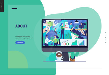 Business series, color 3- about company, office life -modern flat vector concept illustration of a company employees in workspace. Business workflow management. Creative landing page design template